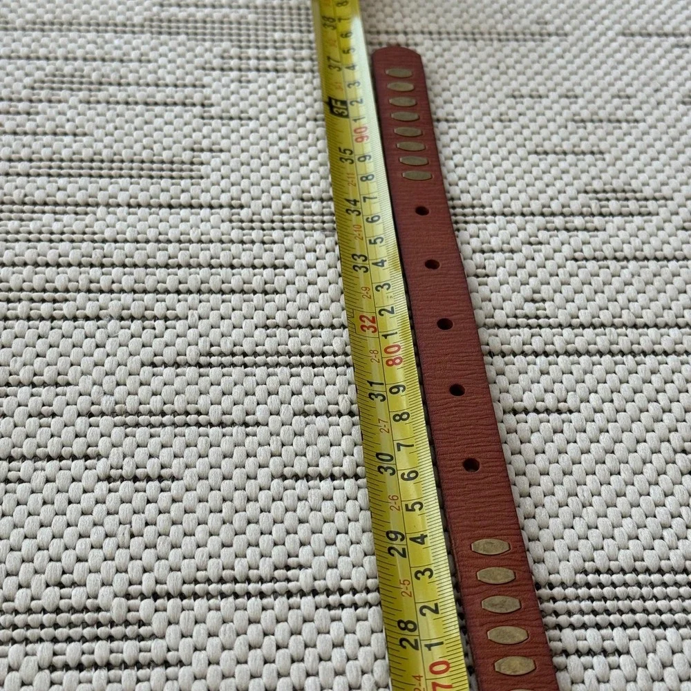 Fossil Women's Brown Leather‎ Brass Tone Studded Belt. Size Small